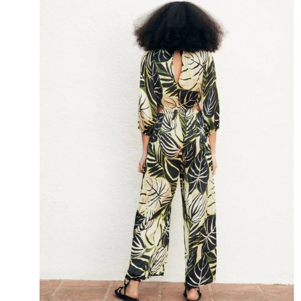 Zara floral print jumpsuit
